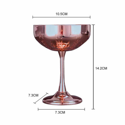 304 Stainless Steel Cup Ear Of Wheat Print Martini Goblet Wine Glass Drinkware