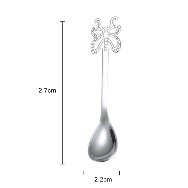 Multicolor Stainless Steel Butterfly Coffee Spoon Fruit Cold Drink Ice Cream Dessert Tea Spoon, Silver, Gold, Rose Gold, Rainbow, Black, Blue, Purple