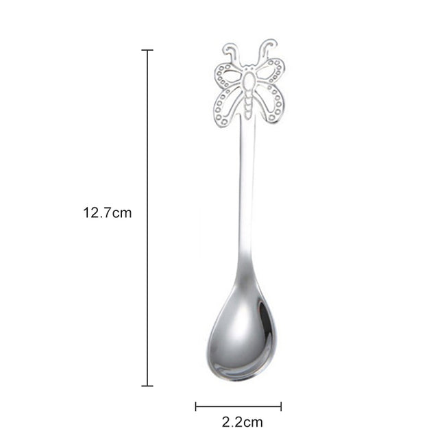 Multicolor Stainless Steel Butterfly Coffee Spoon Fruit Cold Drink Ice Cream Dessert Tea Spoon