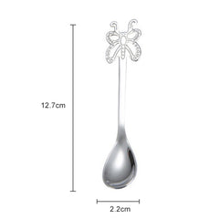 Multicolor Stainless Steel Butterfly Coffee Spoon Fruit Cold Drink Ice Cream Dessert Tea Spoon, Silver, Gold, Rose Gold, Rainbow, Black, Blue, Purple