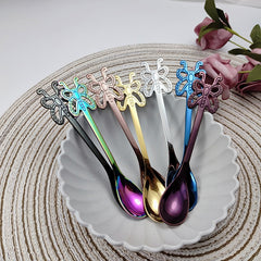 Multicolor Stainless Steel Butterfly Coffee Spoon Fruit Cold Drink Ice Cream Dessert Tea Spoon, Silver, Gold, Rose Gold, Rainbow, Black, Blue, Purple