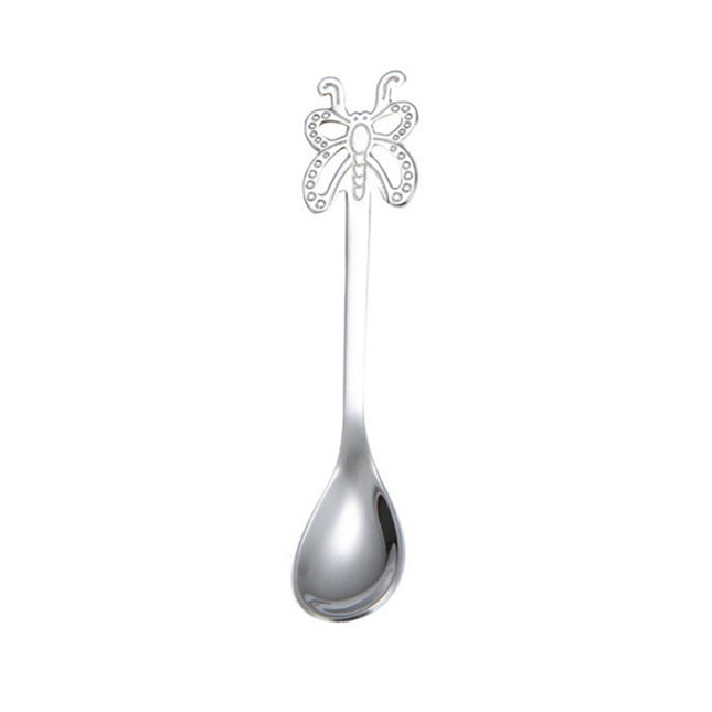 Multicolor Stainless Steel Butterfly Coffee Spoon Fruit Cold Drink Ice Cream Dessert Tea Spoon