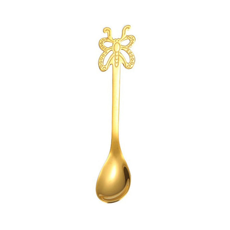 Multicolor Stainless Steel Butterfly Coffee Spoon Fruit Cold Drink Ice Cream Dessert Tea Spoon, Silver, Gold, Rose Gold, Rainbow, Black, Blue, Purple