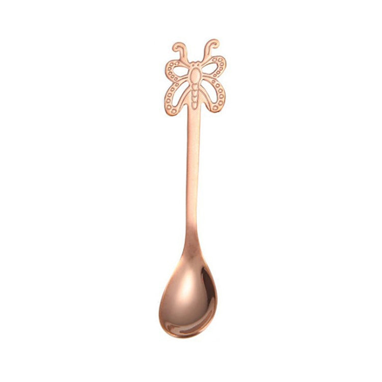 Multicolor Stainless Steel Butterfly Coffee Spoon Fruit Cold Drink Ice Cream Dessert Tea Spoon, Silver, Gold, Rose Gold, Rainbow, Black, Blue, Purple