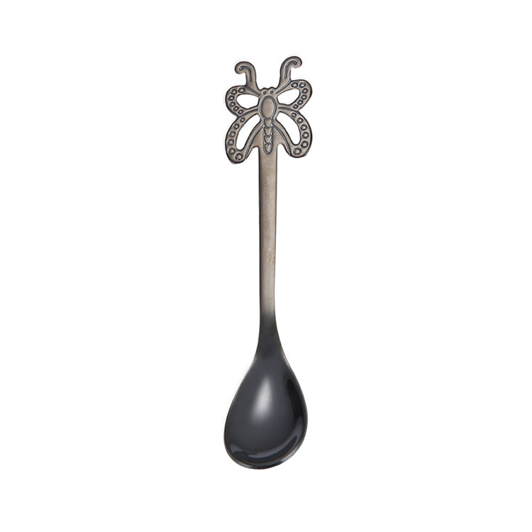 Multicolor Stainless Steel Butterfly Coffee Spoon Fruit Cold Drink Ice Cream Dessert Tea Spoon, Silver, Gold, Rose Gold, Rainbow, Black, Blue, Purple