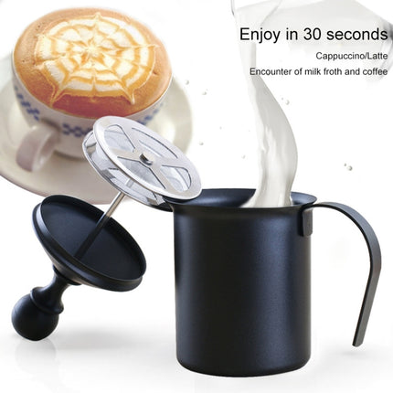 Pump Creamer Stainless Steel Double Mesh Manual Coffee Milk Foam Frothing Pitcher Froth Pump Foamer Cup, 400cc, 800cc
