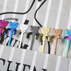 Cute Bear Spoon Long Handle Spoons Coffee Drinking Tools, Cute Bear