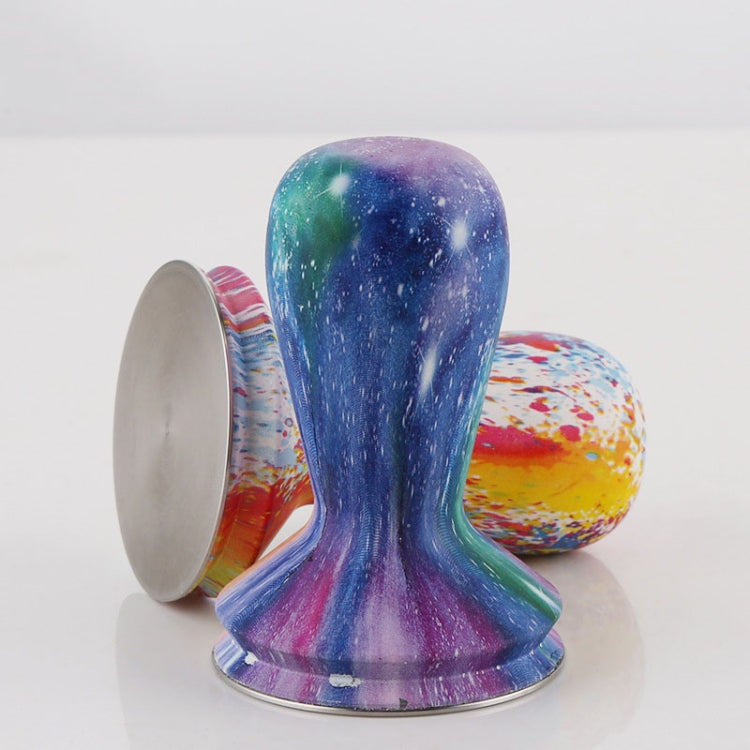 58mm Coffee Tamper Coloured Silicone Frosted Handle Coffee Hammer 304 Stainless Steel Powder Press Coffee Accessories, Starry Sky, Stripe, Colorful, Milk White