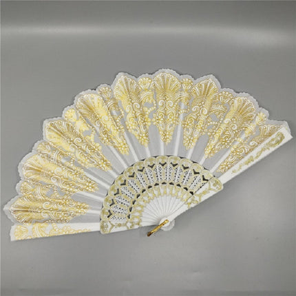 Spain Style Plastic Folding Fan Peacock Lace Fan Ladies Dance Gilding Fan, 23x42cm