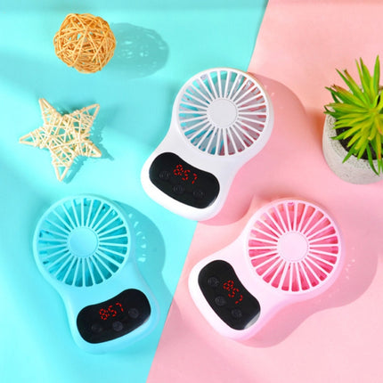 Multifunctional Clock Small Fan Creative Desktop Mini USB Fan, White, Pink, Blue