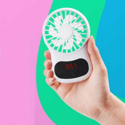 Multifunctional Clock Small Fan Creative Desktop Mini USB Fan, White, Pink, Blue