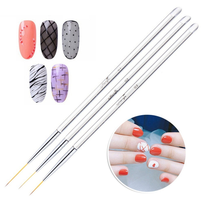 3pcs /Set Nail Double-Ended Color Brush Nail Art Drawing Pen Tool Set