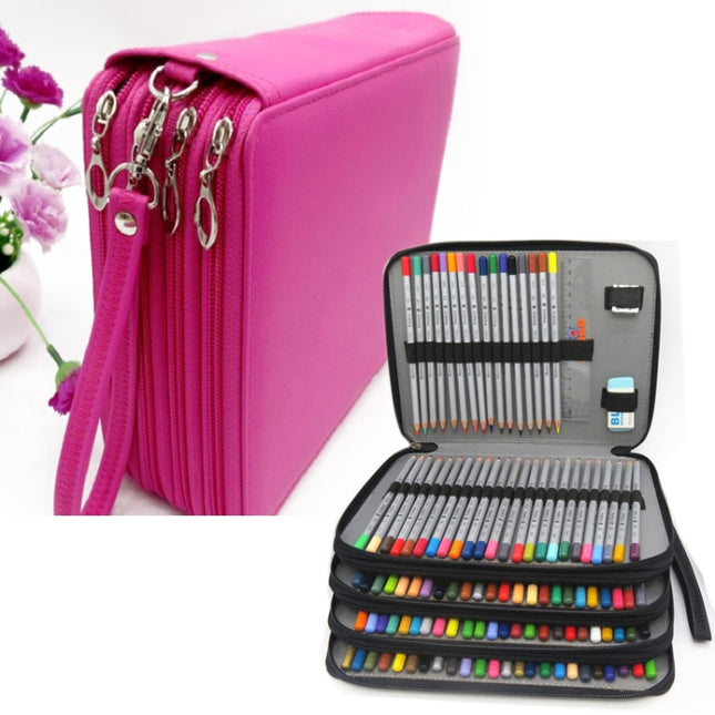 PU Leather School Pencil Case 184 Holes Large Capacity Colored Pencil Bag Box Multi-functional Pencilcase Art Supplies Gift