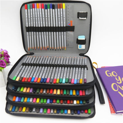 PU Leather School Pencil Case 184 Holes Large Capacity Colored Pencil Bag Box Multi-functional Pencilcase Art Supplies Gift