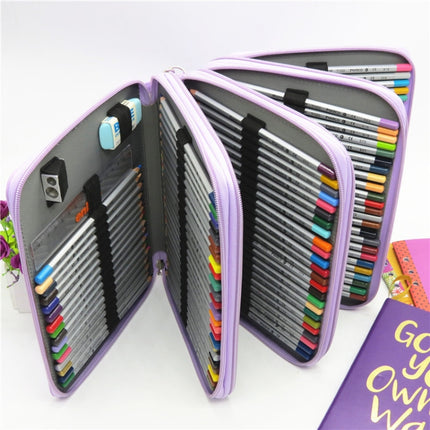 PU Leather School Pencil Case 184 Holes Large Capacity Colored Pencil Bag Box Multi-functional Pencilcase Art Supplies Gift