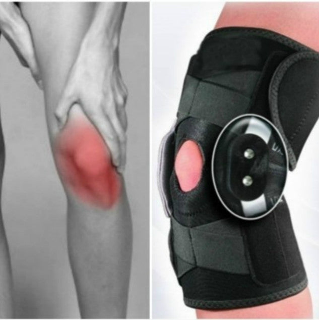 Adjustable Paste Type Breathable Sports Knee Protector with Aluminum Bracket, Paste Sports Knee Protector(Black)