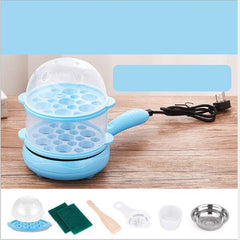 Multifunction Mini  Non-Stick Frying Pan Boiler Steamer Cooker Poached Eggpot, Yellow single frying pan + wooden shovel, Pink single frying pan + wooden shovel, Blue single frying pan + wooden shovel, Yellow single layer package + wooden shovel��������...