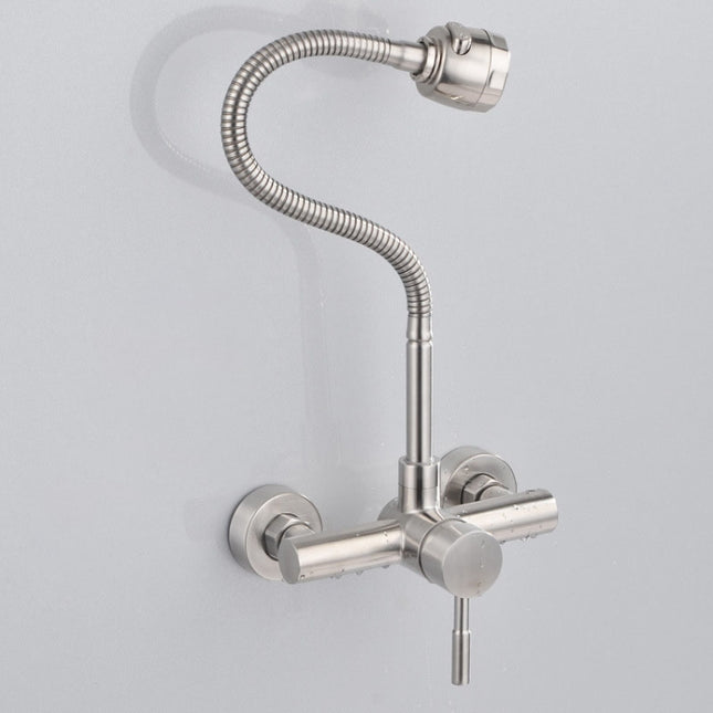 Stainless Steel Material Wall Mounted Kitchen Sink Mixer Faucet Free Rotation Hose Water Tap, Rotation Hose Water Tap