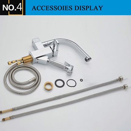 Kitchen Faucet Mixer Tap Single Handle Two Swivel Spouts Hot Cold Water Tap Pull Out Flushing Spray Tap