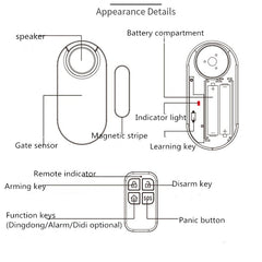 Household Door And Window Anti-theft Alarm Remote Control Wireless Door Magnetic Alarm