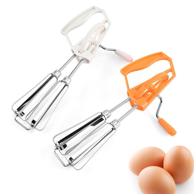 Double Rotation Hand Whisk Egg Beater Stainless Steel Kitchen Blender, Random Color Delivery