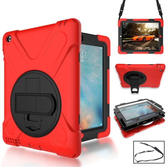 360 Degree Rotation Silicone Protective Cover with Holder and Hand Strap and Long Strap, for iPad 9.7 (2017) & (2018), for iPad Pro 9.7, for iPad 6 / iPad Air 2, for iPad 5 / iPad Air, for iPad 2 / 3 / 4, for iPad mini 1 / 2 / 3, for iPad mini 4�������...