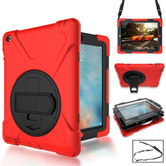 360 Degree Rotation Silicone Protective Cover with Holder and Hand Strap and Long Strap, for iPad 9.7 (2017) & (2018), for iPad Pro 9.7, for iPad 6 / iPad Air 2, for iPad 5 / iPad Air, for iPad 2 / 3 / 4, for iPad mini 1 / 2 / 3, for iPad mini 4�������...