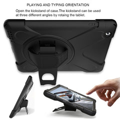 360 Degree Rotation Silicone Protective Cover with Holder and Hand Strap and Long Strap, for iPad 9.7 (2017) & (2018), for iPad Pro 9.7, for iPad 6 / iPad Air 2, for iPad 5 / iPad Air, for iPad 2 / 3 / 4, for iPad mini 1 / 2 / 3, for iPad mini 4�������...