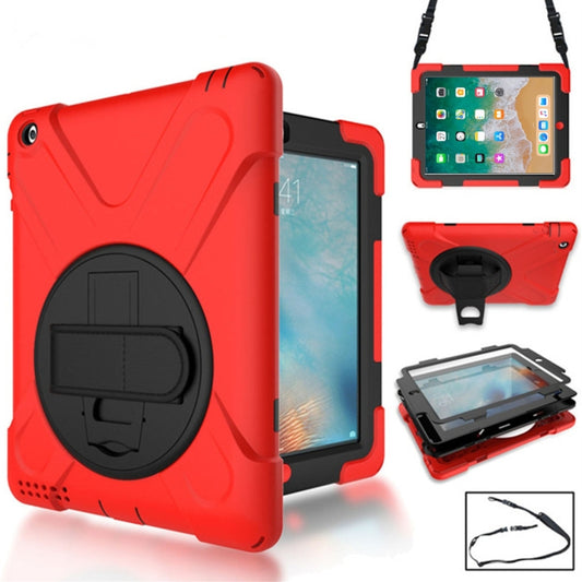 360 Degree Rotation Silicone Protective Cover with Holder and Hand Strap and Long Strap, for iPad 9.7 (2017) & (2018), for iPad Pro 9.7, for iPad 6 / iPad Air 2, for iPad 5 / iPad Air, for iPad 2 / 3 / 4, for iPad mini 1 / 2 / 3, for iPad mini 4�������...