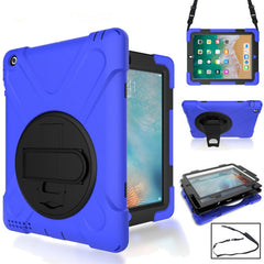 360 Degree Rotation Silicone Protective Cover with Holder and Hand Strap and Long Strap, for iPad 9.7 (2017) & (2018), for iPad Pro 9.7, for iPad 6 / iPad Air 2, for iPad 5 / iPad Air, for iPad 2 / 3 / 4, for iPad mini 1 / 2 / 3, for iPad mini 4�������...