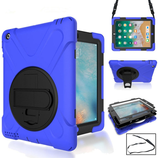 360 Degree Rotation Silicone Protective Cover with Holder and Hand Strap and Long Strap, for iPad 9.7 (2017) & (2018), for iPad Pro 9.7, for iPad 6 / iPad Air 2, for iPad 5 / iPad Air, for iPad Pro Air 3 10.5 （2019）, for iPad Pro 12.9 (2018)           ...