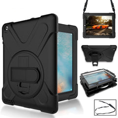 360 Degree Rotation Silicone Protective Cover with Holder and Hand Strap and Long Strap, for iPad 9.7 (2017) & (2018), for iPad Pro 9.7, for iPad 6 / iPad Air 2, for iPad 5 / iPad Air, for iPad 2 / 3 / 4, for iPad mini 1 / 2 / 3, for iPad mini 4�������...