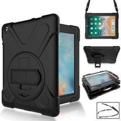 360 Degree Rotation Silicone Protective Cover with Holder and Hand Strap and Long Strap, for iPad 9.7 (2017) & (2018), for iPad Pro 9.7, for iPad 6 / iPad Air 2, for iPad 5 / iPad Air, for iPad 2 / 3 / 4, for iPad mini 1 / 2 / 3, for iPad mini 4�������...