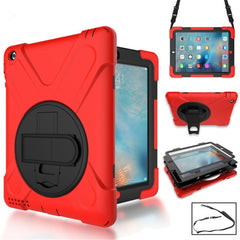 360 Degree Rotation Silicone Protective Cover with Holder and Hand Strap and Long Strap, for iPad 9.7 (2017) & (2018), for iPad Pro 9.7, for iPad 6 / iPad Air 2, for iPad 5 / iPad Air, for iPad 2 / 3 / 4, for iPad mini 1 / 2 / 3, for iPad mini 4�������...