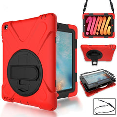 360 Degree Rotation Silicone Protective Cover with Holder and Hand Strap and Long Strap, for iPad 9.7 (2017) & (2018), for iPad Pro 9.7, for iPad 6 / iPad Air 2, for iPad 5 / iPad Air, for iPad 2 / 3 / 4, for iPad mini 1 / 2 / 3, for iPad mini 4�������...