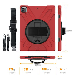 Um 360 Grad drehbare Silikon-Schutzhülle mit Halterung, Handschlaufe und langem Riemen, für iPad mini 4, für iPad Pro Air 3 10.5 (2019), für iPad Pro 11 (2018), für iPad Pro 12.9 (2018), für iPad mini 5 (2019)