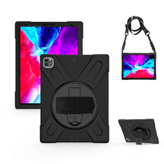 Um 360 Grad drehbare Silikon-Schutzhülle mit Halterung, Handschlaufe und langem Riemen, für iPad mini 4, für iPad Pro Air 3 10.5 (2019), für iPad Pro 11 (2018), für iPad Pro 12.9 (2018), für iPad mini 5 (2019)