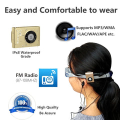 MP3-Musik-Player mit Clip und Kopfhörer, wasserdicht (IPX8), für Schwimmen, Tauchen, Sport, FM, 4 GB, 8 GB