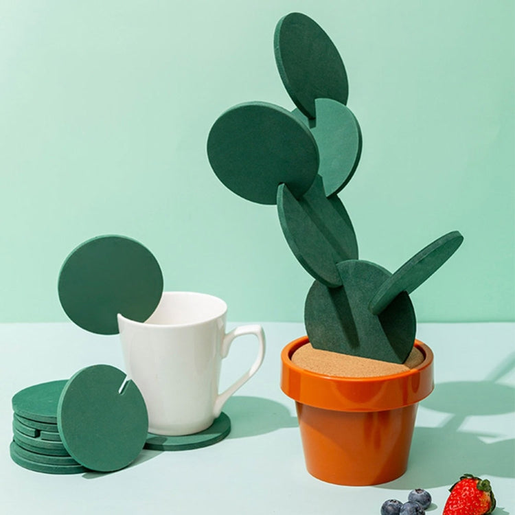 Novelty DIY Cactus Coaster Anti-skid Insulation Tea Pad Home Storage Desktop Multi-function Decoration, Cactus Coaster