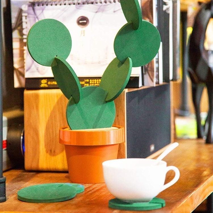 Novelty DIY Cactus Coaster Anti-skid Insulation Tea Pad Home Storage Desktop Multi-function Decoration, Cactus Coaster