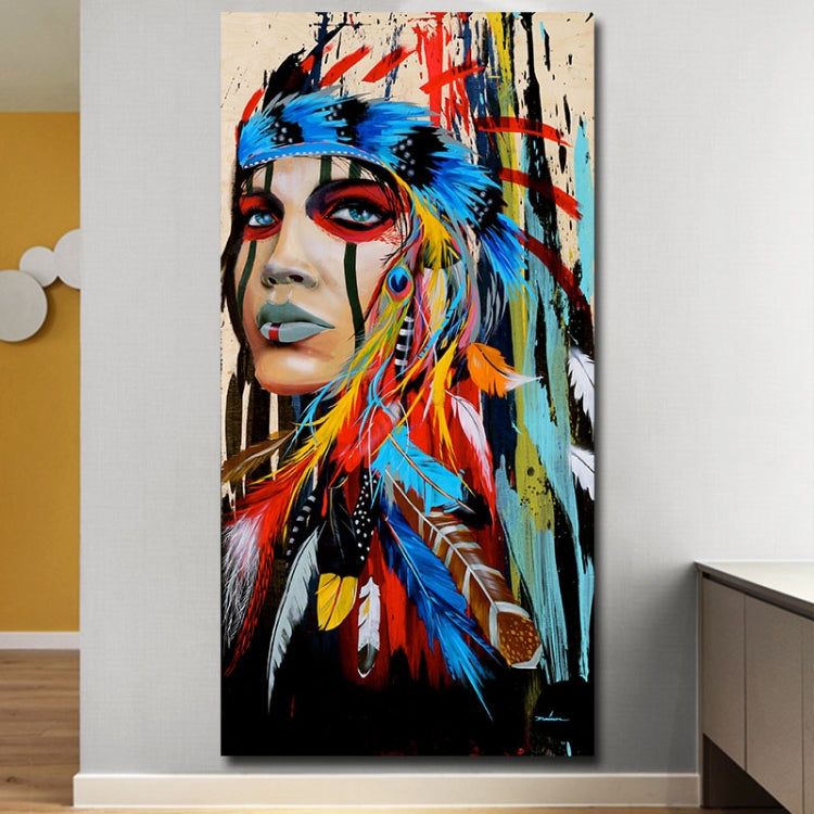 Modern Wall Art Prints Coloful Girl Feathered Women Canvas Painting For Living Room Home Decor, 30x45cm, 40X60cm, 50X70cm, 40X80cm