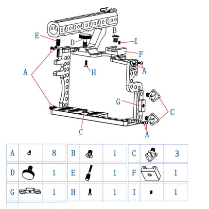 Camera Metal Video Cage Handle Stabilizer for Panasonic LUMIX GH3/GH4