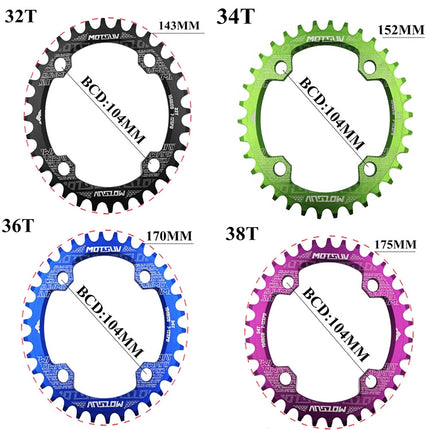 MOTSUV Round Narrow Wide Chainring MTB  Bicycle 104BCD Tooth Plate Parts