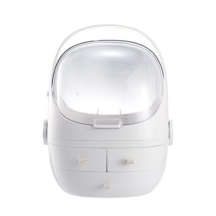 Portable Dust-proof Transparent Round Cosmetic Drawer Type Storage Box, Small Beauty Powder, Small Pearl White
