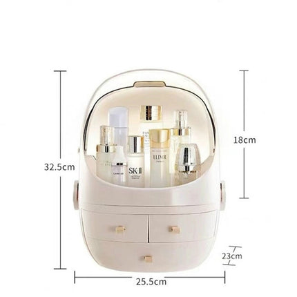 Portable Dust-proof Transparent Round Cosmetic Drawer Type Storage Box, Small Beauty Powder, Small Pearl White