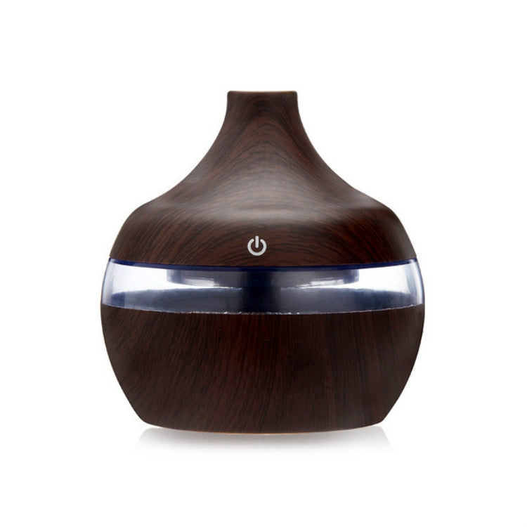 300ML Waterdrop Shape USB Wood Grain Aromatherapy Air Purifier Mute Humidifier, Deep Wood Grain, Light Wood Grain