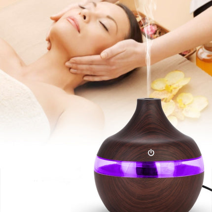300ML Waterdrop Shape USB Wood Grain Aromatherapy Air Purifier Mute Humidifier, Deep Wood Grain