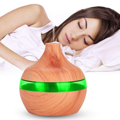 300ML Waterdrop Shape USB Wood Grain Aromatherapy Air Purifier Mute Humidifier, Deep Wood Grain, Light Wood Grain