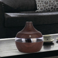 300ML Waterdrop Shape USB Wood Grain Aromatherapy Air Purifier Mute Humidifier, Deep Wood Grain, Light Wood Grain