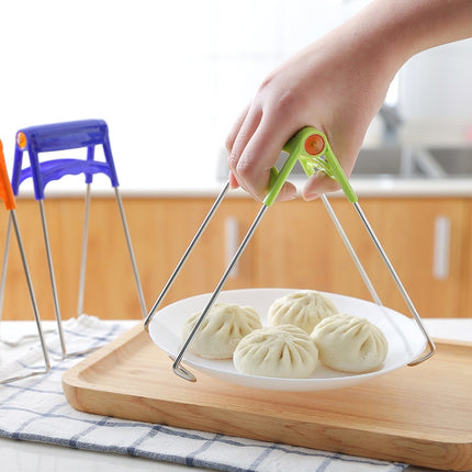 Kitchen Stainless Steel Cup Holder Folder Anti-scalding Dish Clip Tray Clip, Random Color Delivery